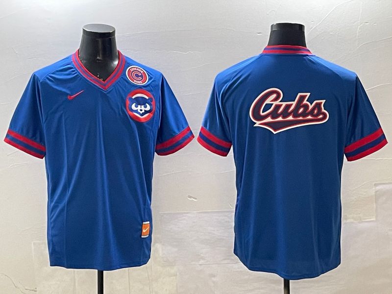 Men Chicago Cubs Blank Blue Throwback Game 2025 Nike MLB Jersey style 6